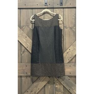 Bailey 44 Grey Brown Color‎ Block Wool Blend Sheath Sleeveless Mini Dress Size L